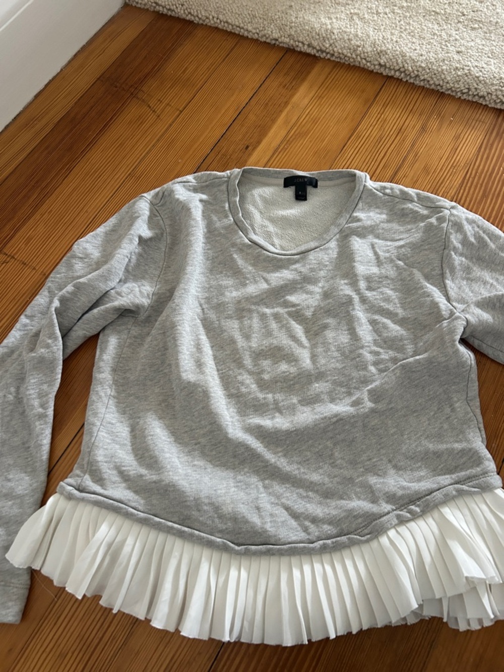 J crew Gray Sweatshirt with White Pleated Hem